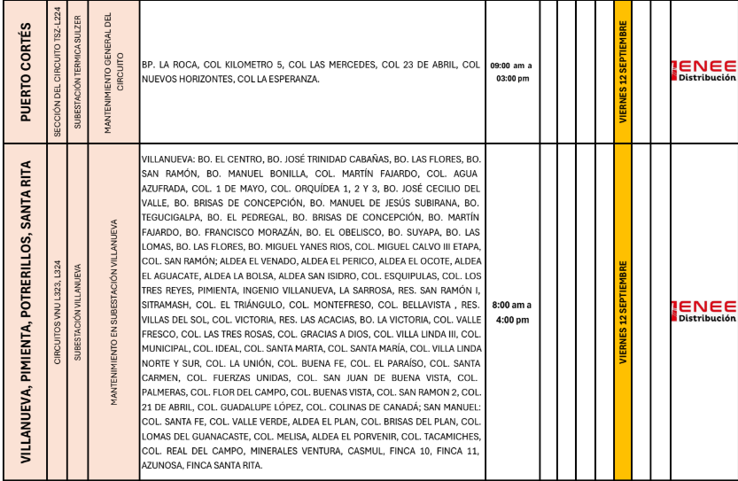 Lista de colonias que no tendrán luz pasado mañana