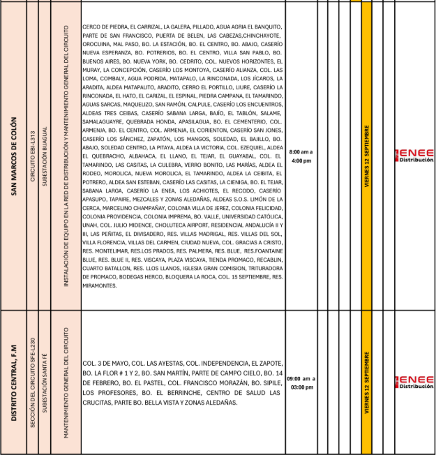 Lista de colonias que no tendrán luz pasado mañana