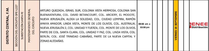 Lista de colonias que no tendrán luz pasado mañana
