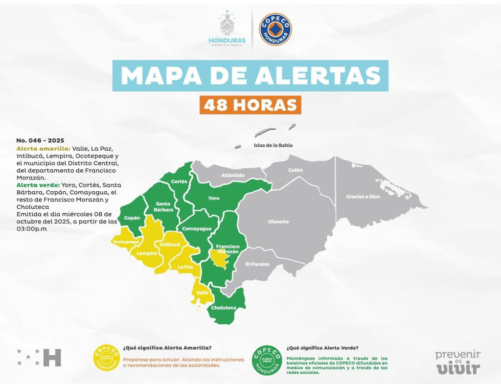 Mapa de alertas de Copeco