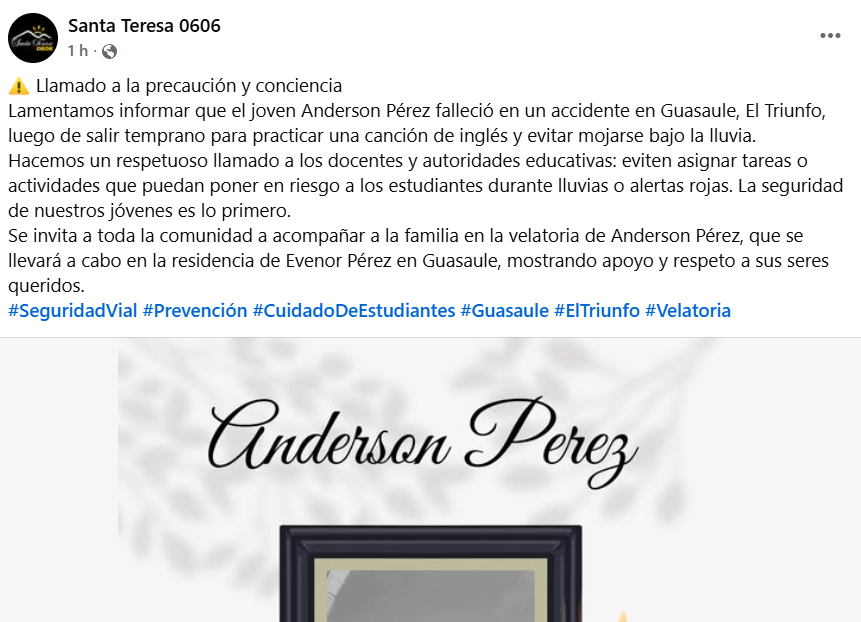 Captura de pantalla de la publicación