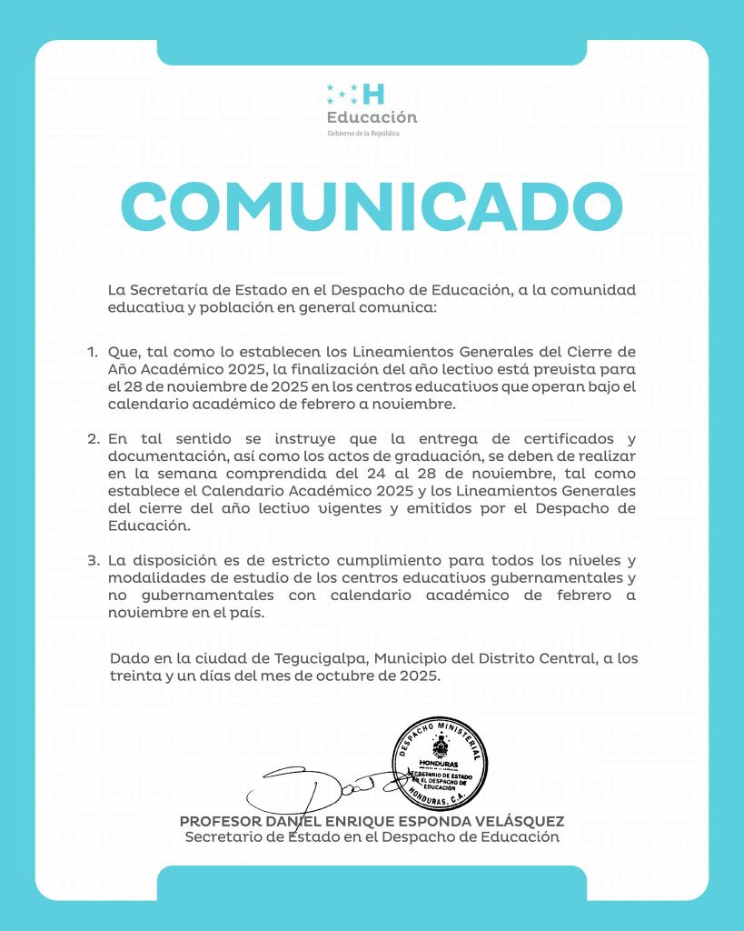 Comunicado de Educación