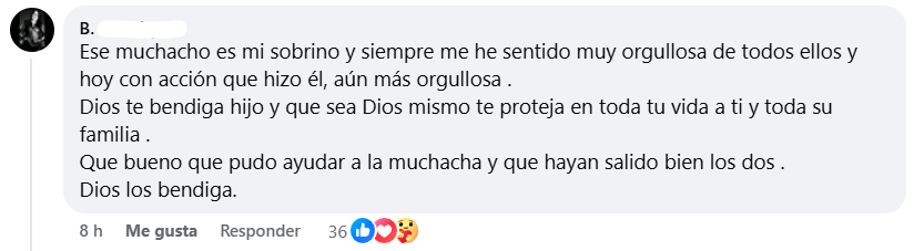 Captura de pantalla del comentario