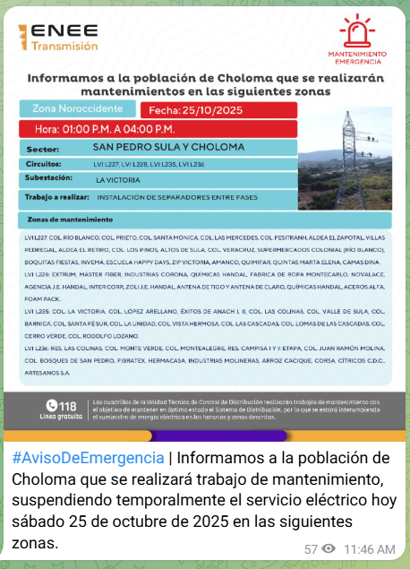 Comunicado de la ENEE