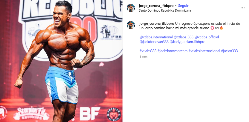 Captura de pantalla de una publicación de fisicoculturista Jorge Corona 