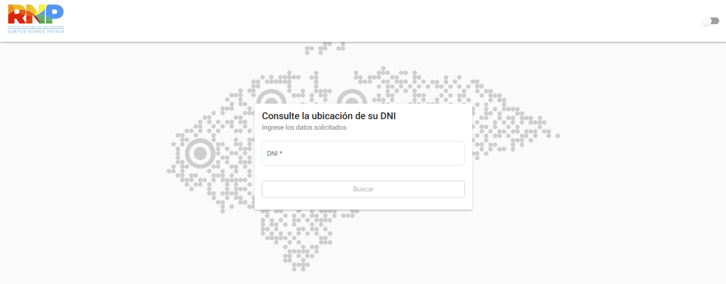 Captura de pantalla del portal del RNP para conocer dónde debo reclamar DNI