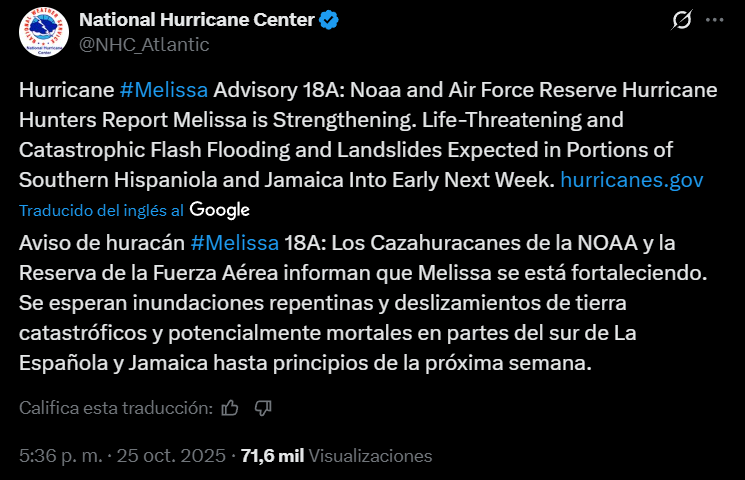 Captura de pantalla de la publicación