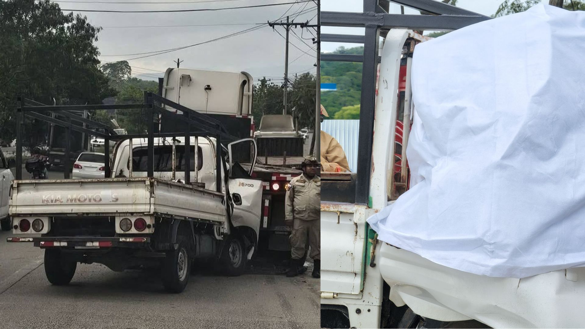 '¡No frenó!': conductor muere en Choloma al impactar contra rastra estacionada