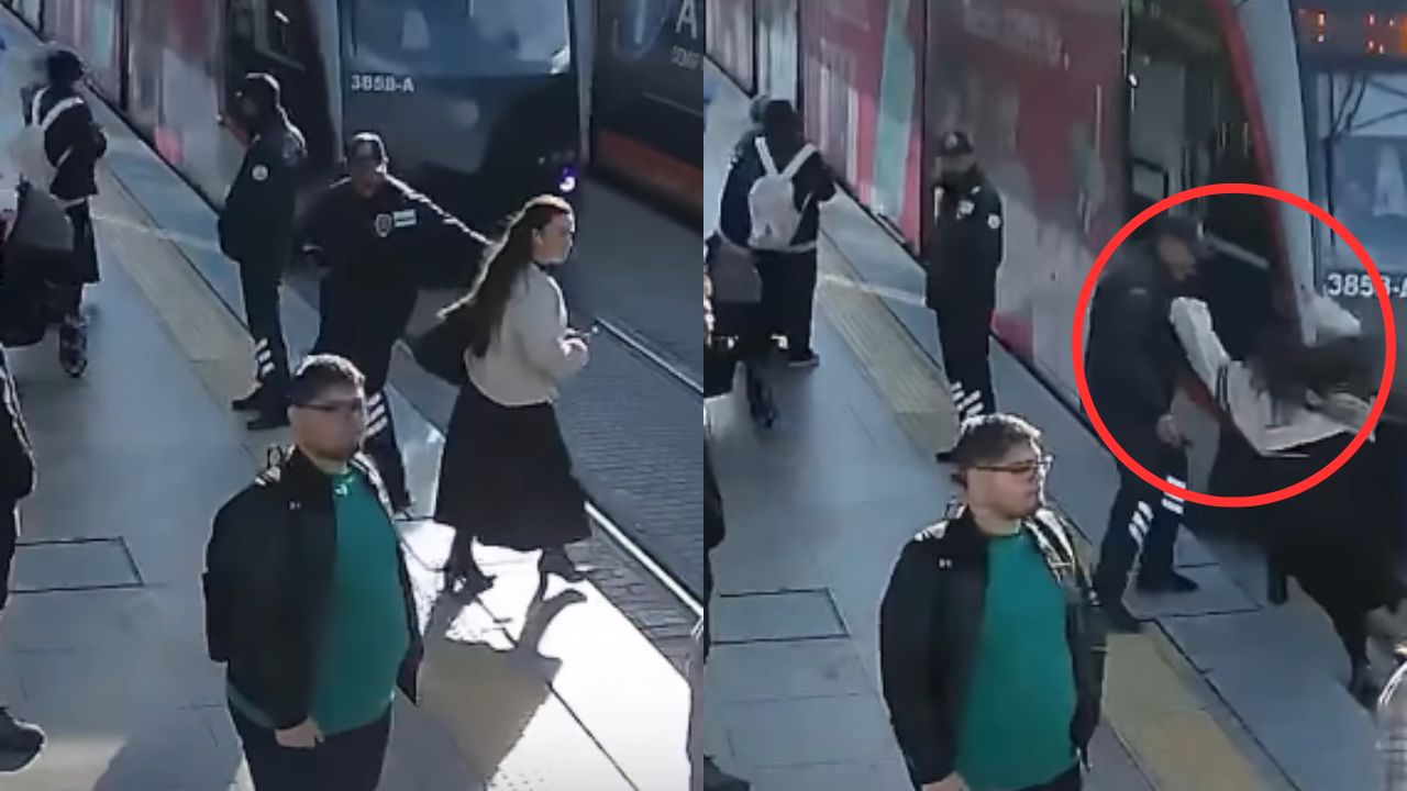 Vídeo: Guardia de seguridad salva a mujer de morir atropellada por un tren