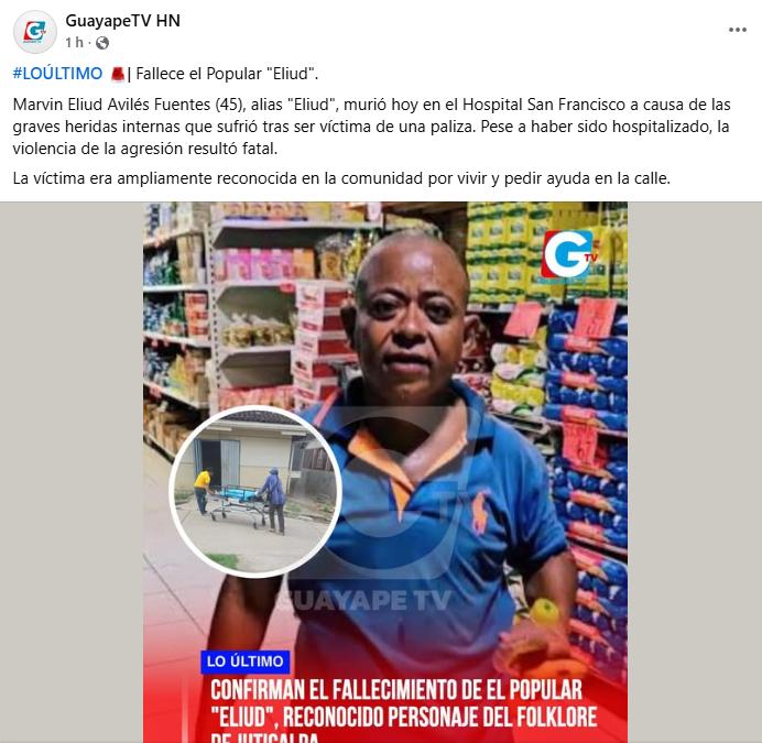 Captura de pantalla de la publicación