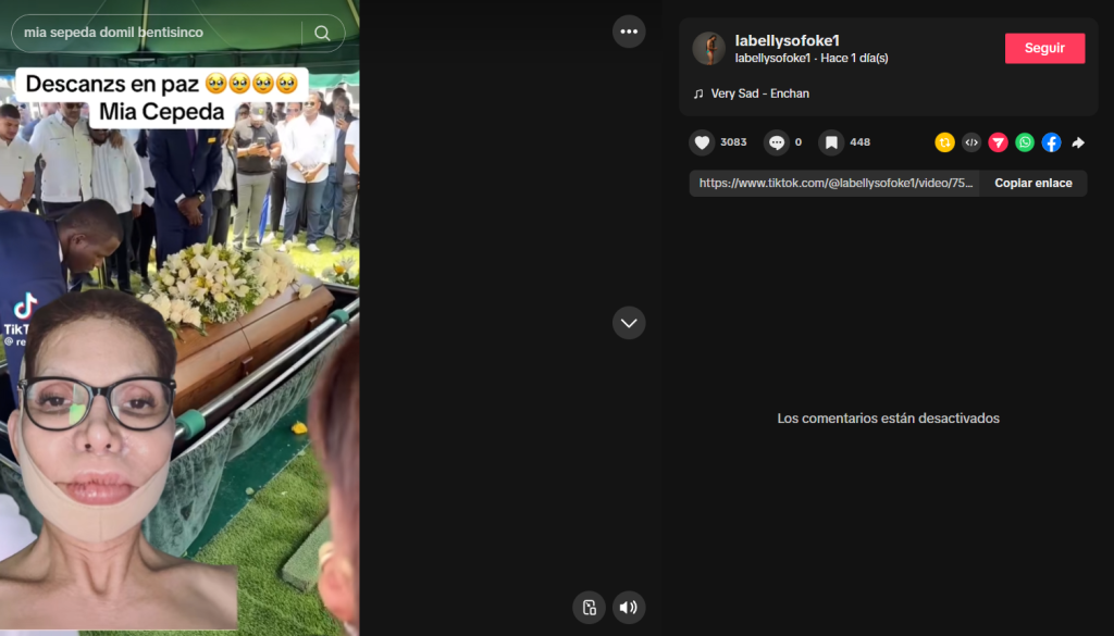 Captura de pantalla de la publicación