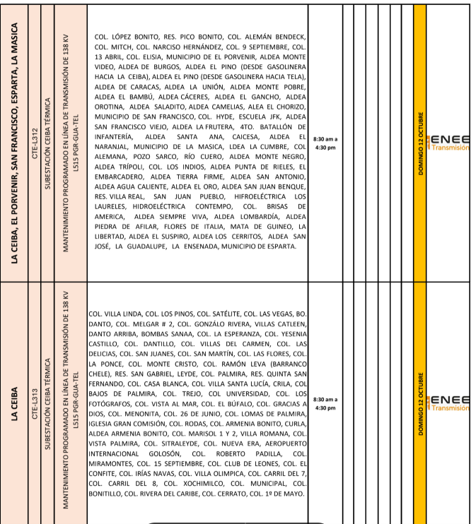 Lista de colonias que no tendrán luz pasado mañana