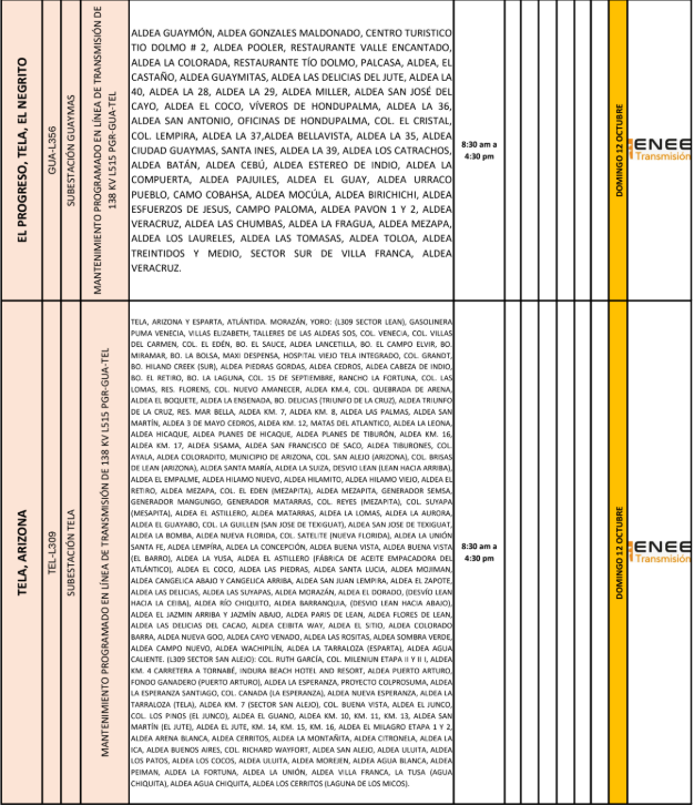 Lista de colonias que no tendrán luz pasado mañana