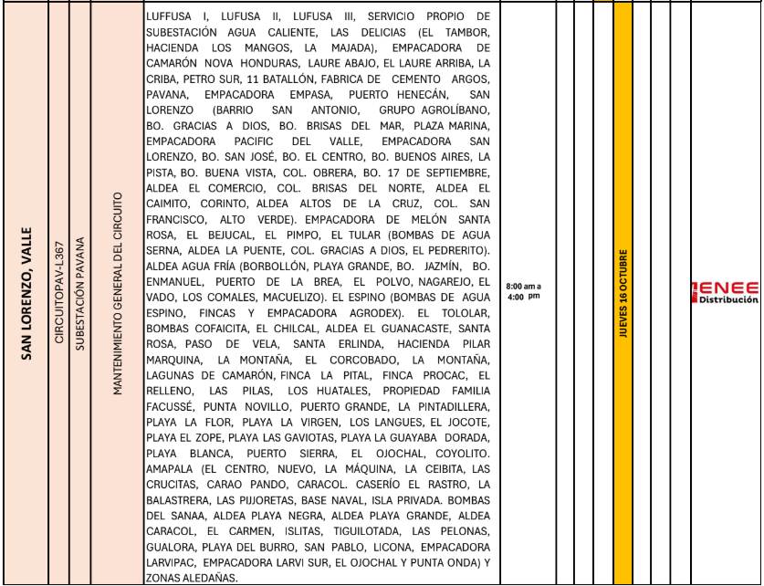 Lista de colonias que no tendrán luz pasado mañana