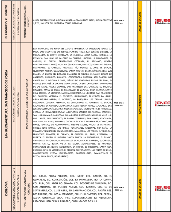 Lista de colonias que no tendrán luz pasado mañana