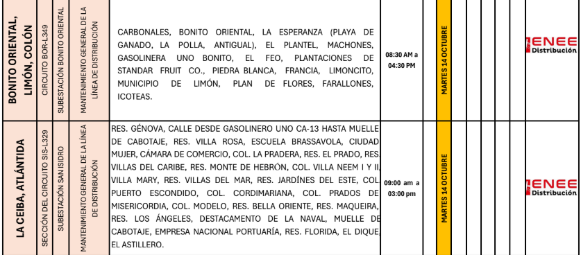 Lista de colonias que no tendrán luz pasado mañana