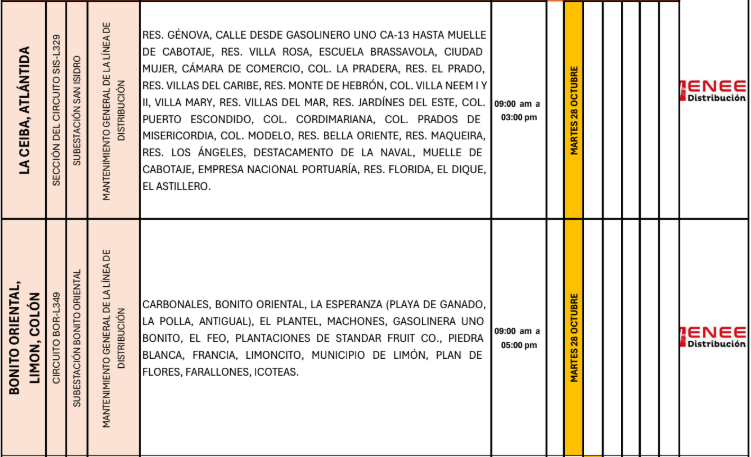 Lista de colonias que no tendrán luz pasado mañana