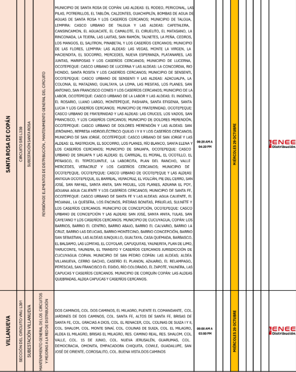 Lista de colonias que no tendrán luz pasado mañana