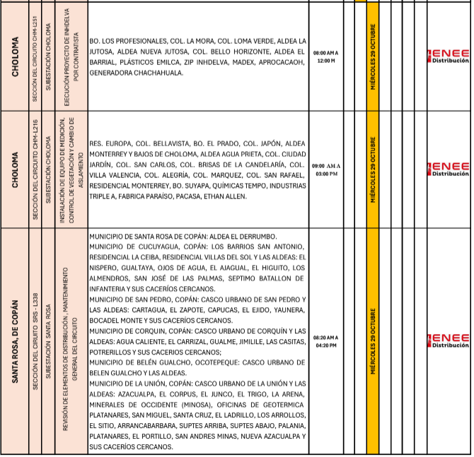 Lista de colonias que no tendrán luz pasado mañana