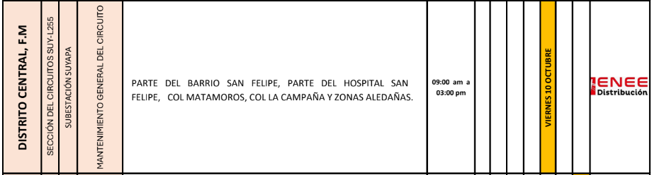 Lista de colonias que no tendrán luz pasado mañana
