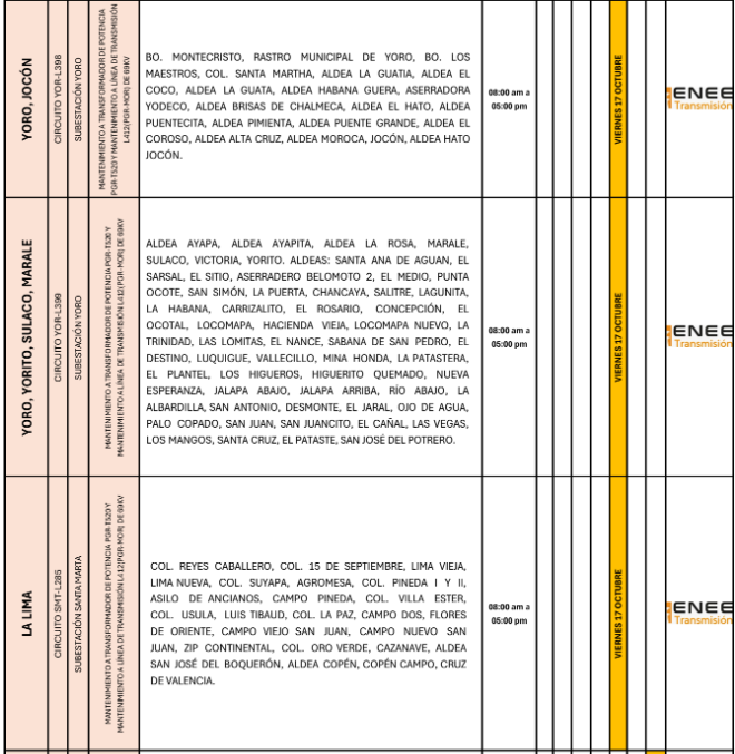 Lista de colonias que no tendrán luz pasado mañana