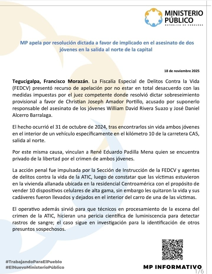 Comunicado del Ministerio Público