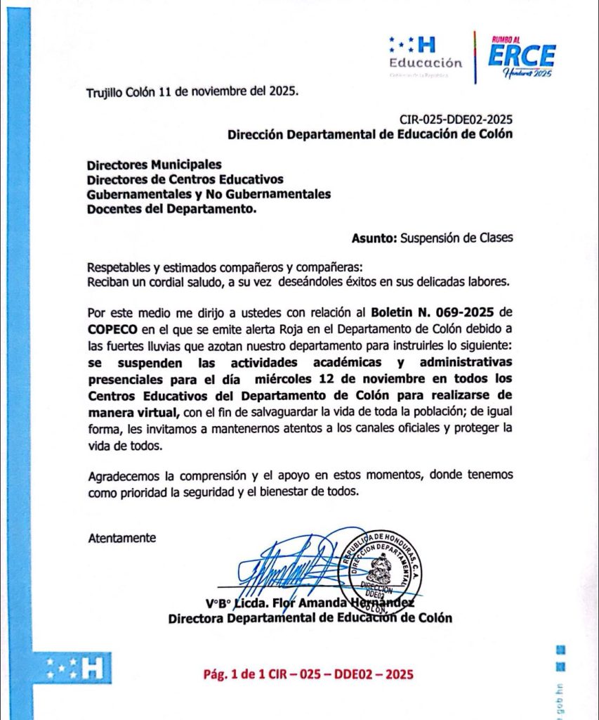 Comunicado de Educación