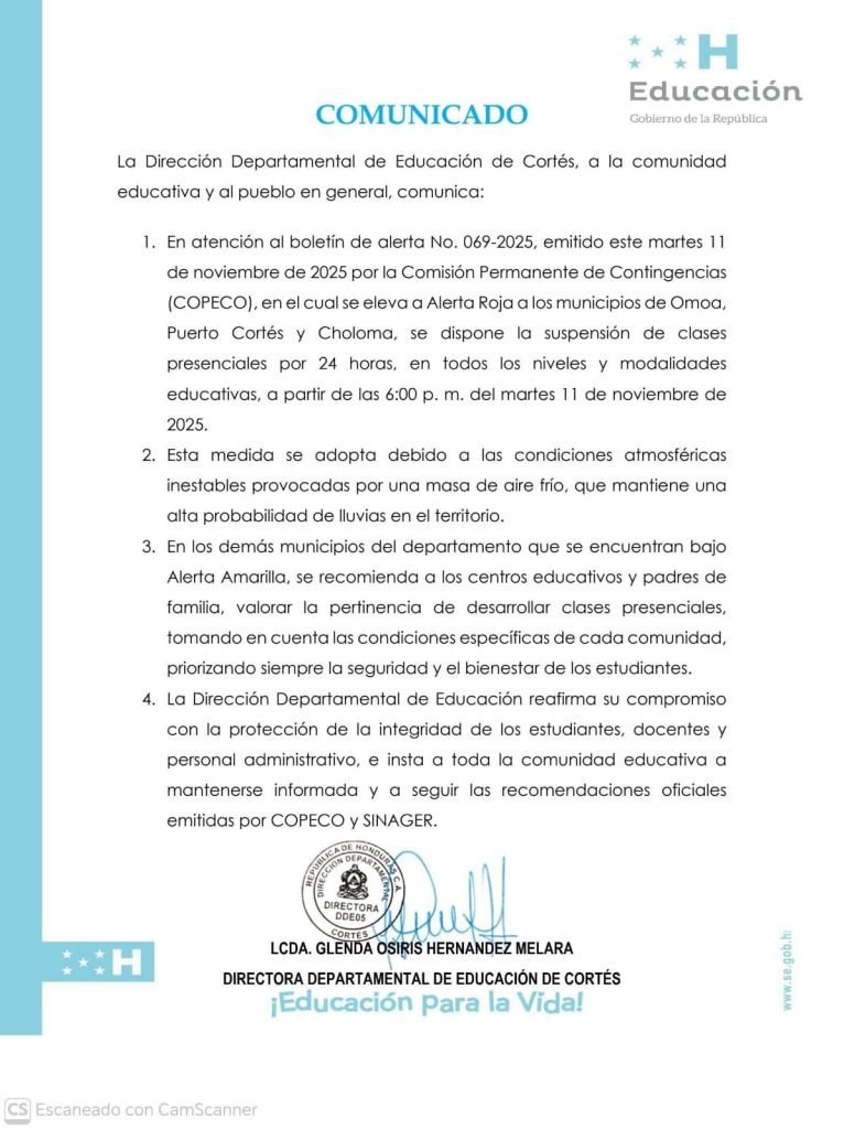 Comunicado de Educación