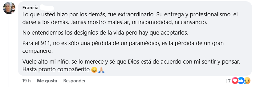 Captura de pantalla del comentario