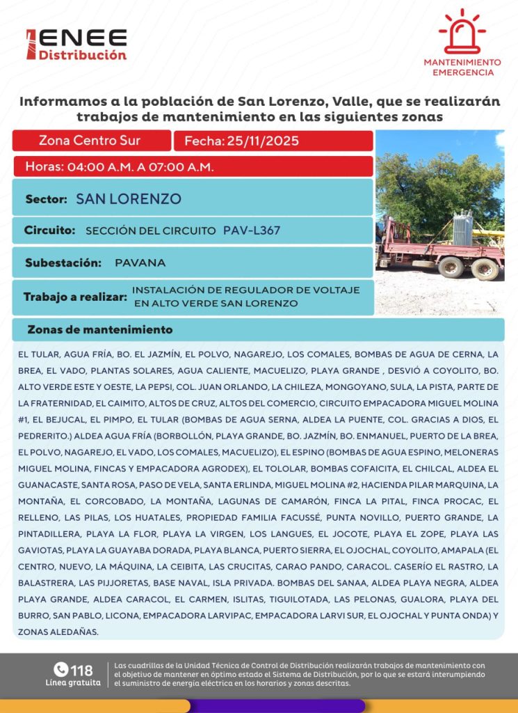 Lista de colonias que no tendrán luz pasado mañana