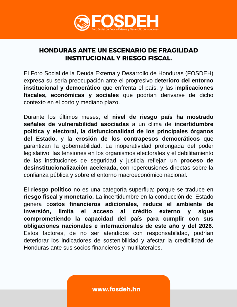 Comunicado del Fosdeh