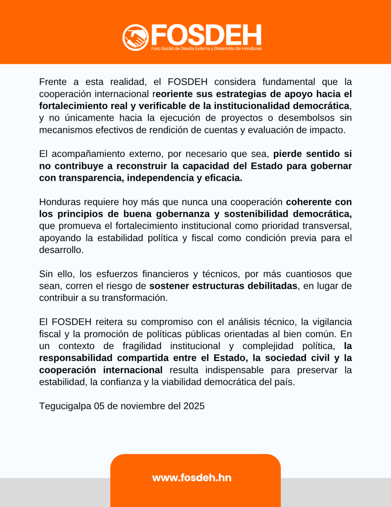 Comunicado del Fosdeh