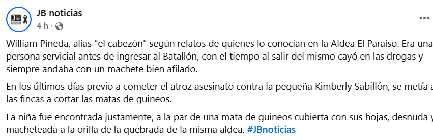 Captura de pantalla de la publicación