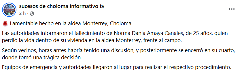 Captura de pantalla de la publicación