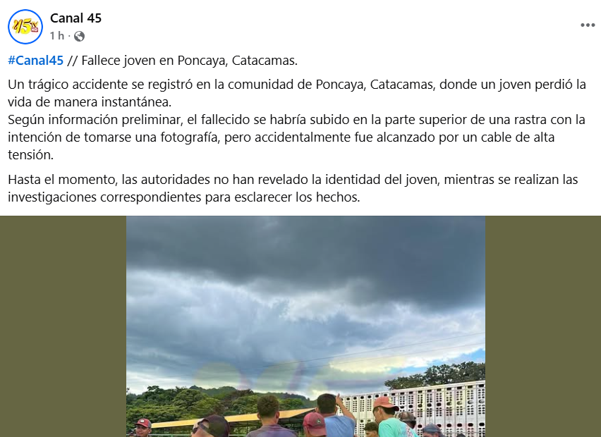 Captura de pantalla de la publicación