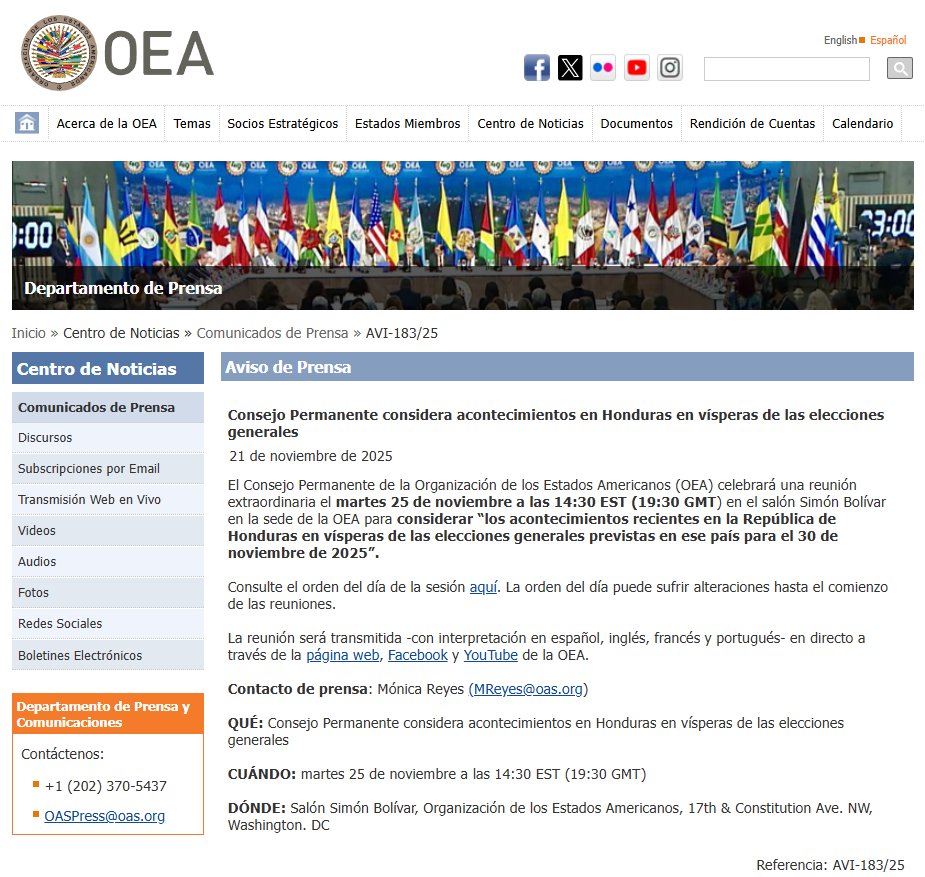 Comunicado de la OEA