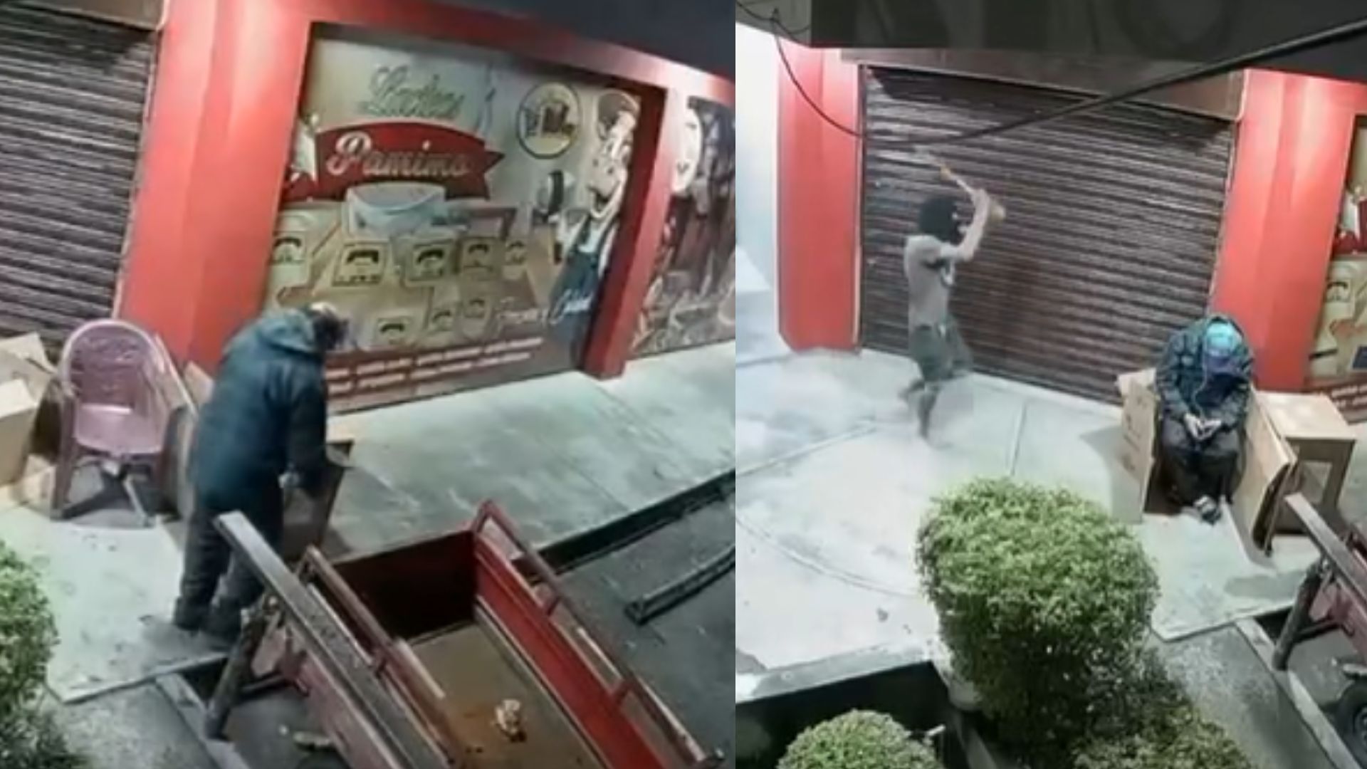 Video sensible: ladrón golpea con un palo a guardia por robarle en La Ceiba