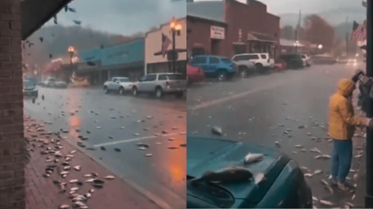 ¿Señal divina? Graban nueva lluvia de peces tras fuerte aguacero, ¿dónde ocurrió?