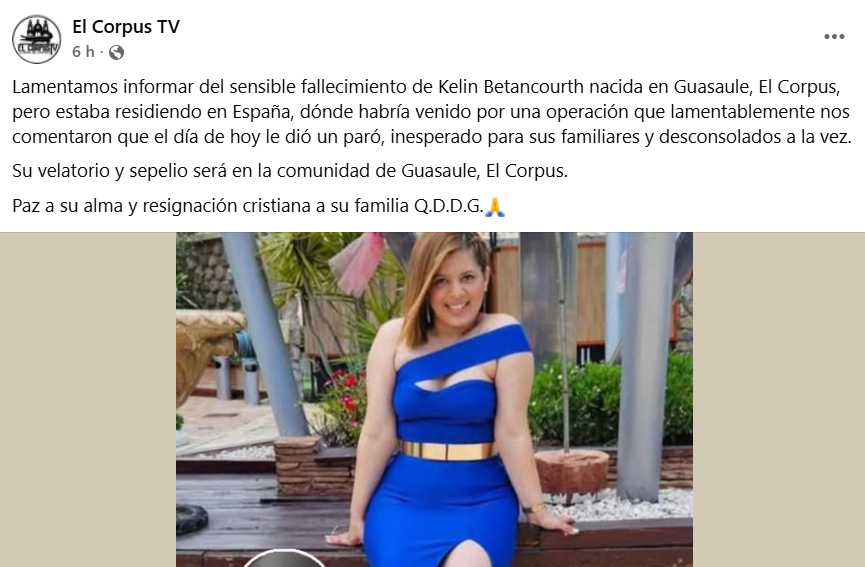 Captura de pantalla de la publicación