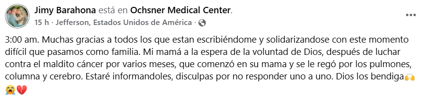 Captura de pantalla de la publicación