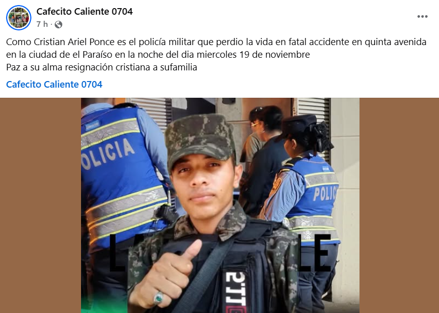 Captura de pantalla de la publicación