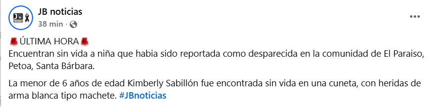 Captura de pantalla de la publicación