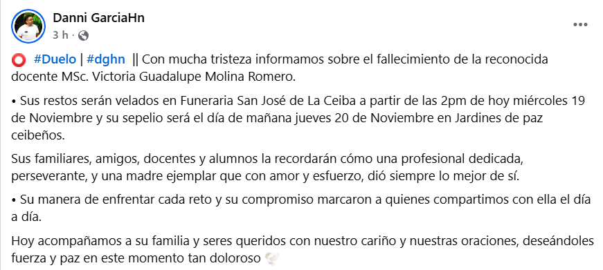 Captura de pantalla de la publicación