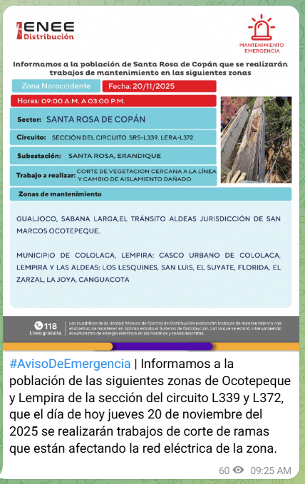 Lista de colonias que no tendrán luz pasado mañana