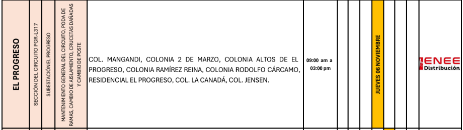 Lista de colonias que no tendrán luz pasado mañana