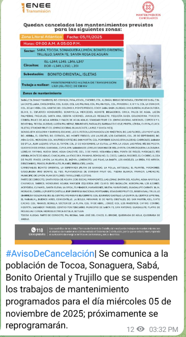 Comunicado de la ENEE