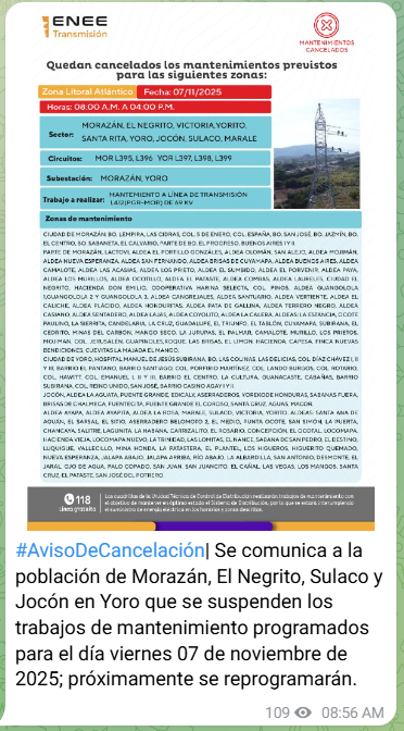 Comunicado de la ENEE