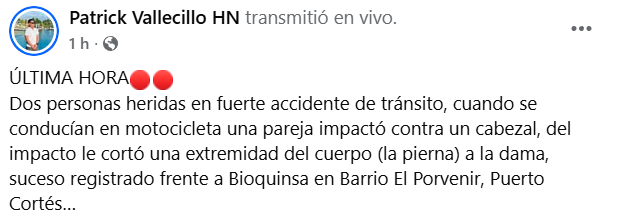 Captura de pantalla de la publicación