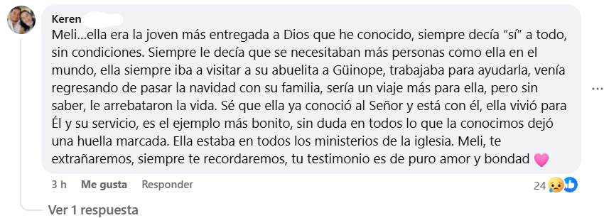 Captura de pantalla del comentario