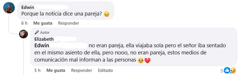 Captura de pantalla del comentario